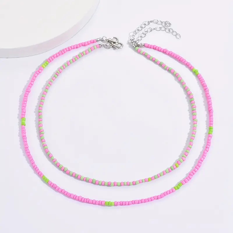 Pink 2 pcs Necklace