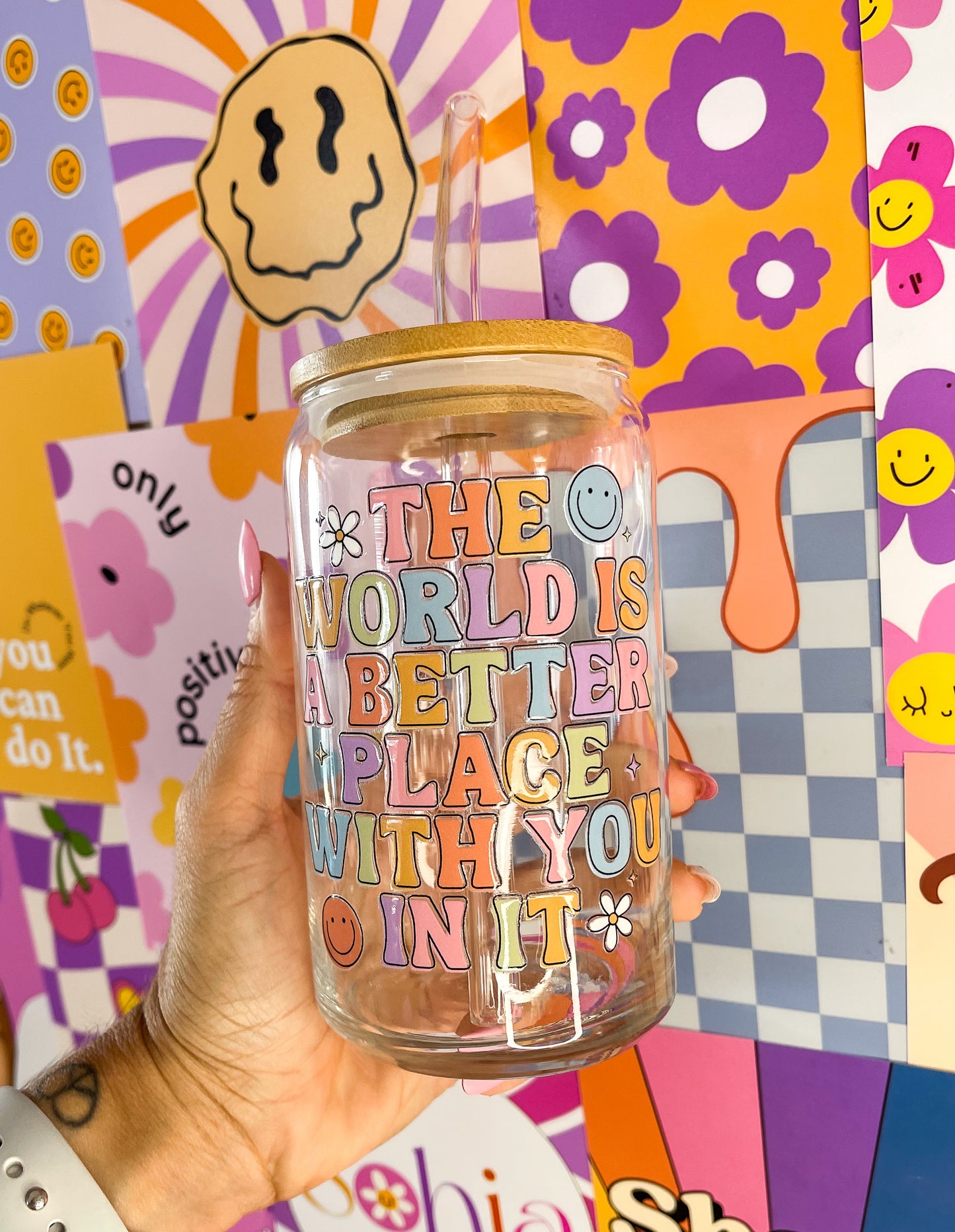 The World is Better Glass Cup